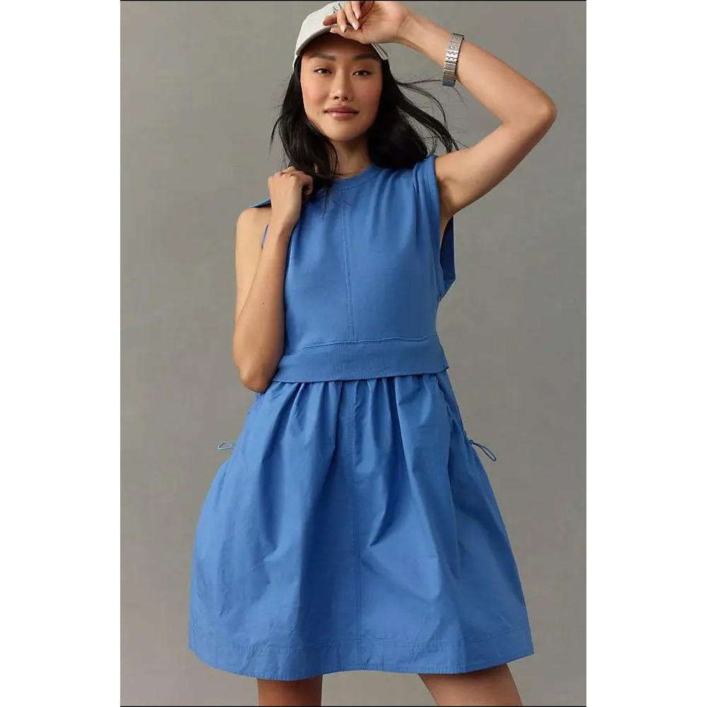 Daily Practice by Anthropologie Gardenia Muscle Blue Mini Dress L NWT